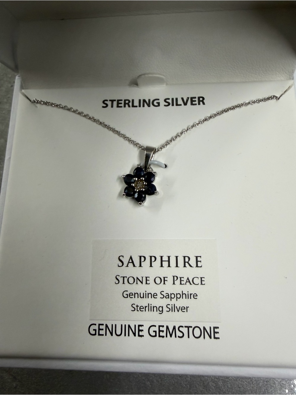 Macy's Sterling Silver Sapphire Flower Pendant Necklace - Blue